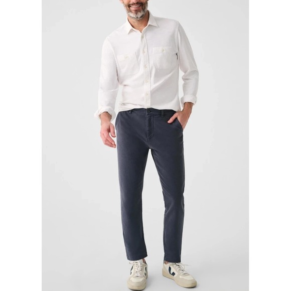 Faherty Stretch Terry Chino Pants in Navy Men 42x33 Slim Straight Leg NWT $168